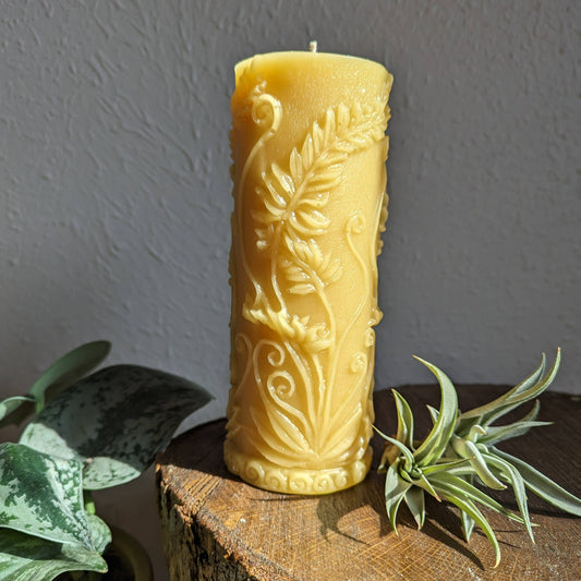 Beeswax Fern Pillar Candle