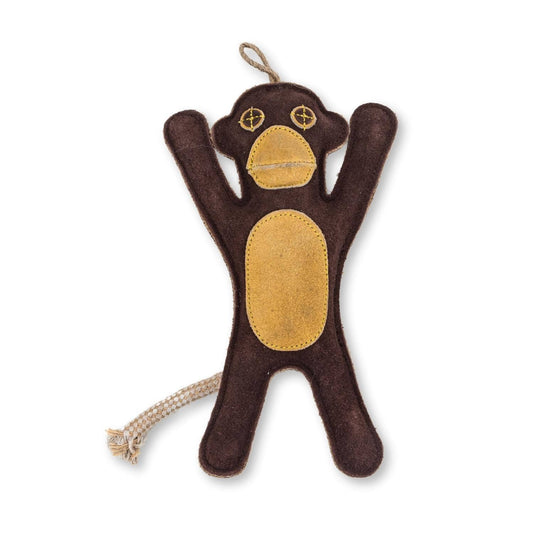 Natural Leather Monkey Dog Toy